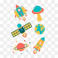 航天元素矢量图-空若网 航天元素矢量图-空若网