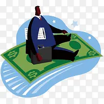 矢量坐在钱上的人-空若网 矢量坐在钱上的人-空若网