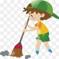 矢量儿童扫地素材-空若网 矢量儿童扫地素材-空若网