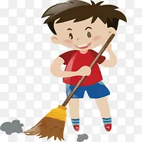 矢量儿童扫地素材-空若网 矢量儿童扫地素材-空若网