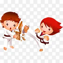 儿童跆拳道运动矢量素材-空若网 儿童跆拳道运动矢量素材-空若网