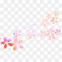 粉色简约桃花水彩手绘树枝-空若网 粉色简约桃花水彩手绘树枝-空若网