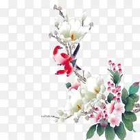 水彩古风桃花桃枝树枝-空若网 水彩古风桃花桃枝树枝-空若网