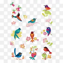 矢量花和鸟-空若网 矢量花和鸟-空若网
