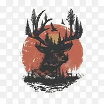 矢量森林鹿-空若网 矢量森林鹿-空若网