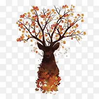 矢量树叶鹿-空若网 矢量树叶鹿-空若网