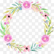 水彩粉色花环免扣-空若网 水彩粉色花环免扣-空若网