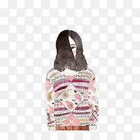 手绘女孩插画免抠素材-空若网 手绘女孩插画免抠素材-空若网