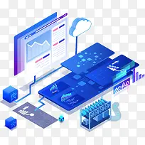 2.5D渐变科技立体插画-空若网 2.5D渐变科技立体插画-空若网