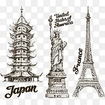矢量手绘著名建筑-空若网 矢量手绘著名建筑-空若网