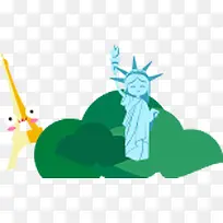 自由女神像埃菲尔铁塔卡通画-空若网 自由女神像埃菲尔铁塔卡通画-空若网