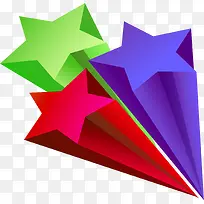 彩色卡通立体五角星-空若网 彩色卡通立体五角星-空若网