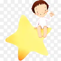 可爱招手小孩五角星-空若网 可爱招手小孩五角星-空若网