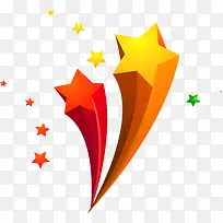 橙色卡通立体五角星元旦-空若网 橙色卡通立体五角星元旦-空若网