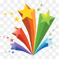多彩五角星飞起喷出运动卡通-空若网 多彩五角星飞起喷出运动卡通-空若网