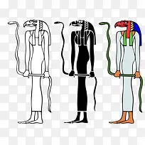 手绘古埃及壁画拿蛇的人-空若网 手绘古埃及壁画拿蛇的人-空若网