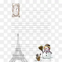 雪人装饰的信纸-空若网 雪人装饰的信纸-空若网