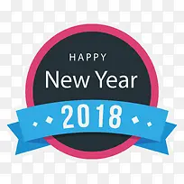 黑色圆形新年标签-空若网 黑色圆形新年标签-空若网