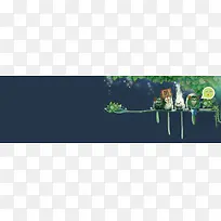 清新树枝上动物背景banner-空若网 清新树枝上动物背景banner-空若网