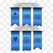 6款蓝色促销丝带标签矢量素材-空若网 6款蓝色促销丝带标签矢量素材-空若网