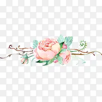粉色手绘花朵植物树枝-空若网 粉色手绘花朵植物树枝-空若网