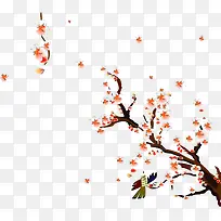 粉色手绘花朵树枝装饰-空若网 粉色手绘花朵树枝装饰-空若网