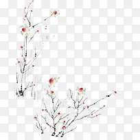 粉色花朵树枝插图装饰-空若网 粉色花朵树枝插图装饰-空若网
