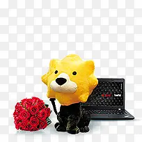 卡通熊 玫瑰花 笔记本电脑-空若网 卡通熊 玫瑰花 笔记本电脑-空若网