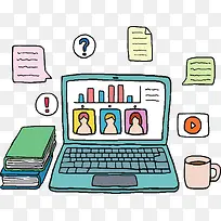 手绘卡通笔记本电脑-空若网 手绘卡通笔记本电脑-空若网