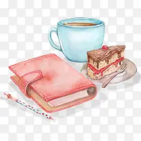 手绘食物蛋糕本子笔茶-空若网 手绘食物蛋糕本子笔茶-空若网