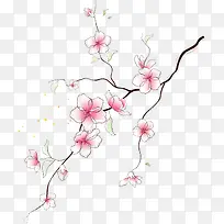 春天粉色手绘花纹树枝-空若网 春天粉色手绘花纹树枝-空若网