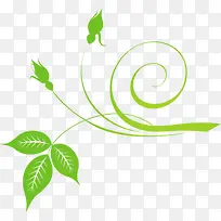 手绘绿色优雅树枝树叶-空若网 手绘绿色优雅树枝树叶-空若网
