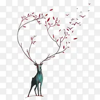 树枝小鹿-空若网 树枝小鹿-空若网