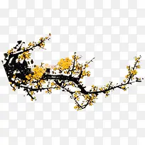 手绘黄色小花树枝-空若网 手绘黄色小花树枝-空若网