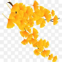 手绘黄色秋季树叶树枝-空若网 手绘黄色秋季树叶树枝-空若网