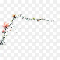 手绘复古花朵树枝-空若网 手绘复古花朵树枝-空若网