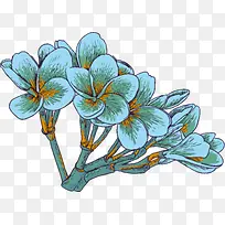 手绘清新蓝色花朵树枝-空若网 手绘清新蓝色花朵树枝-空若网