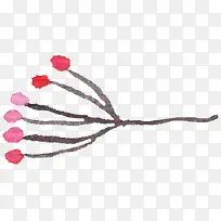 手绘红色落叶树枝-空若网 手绘红色落叶树枝-空若网