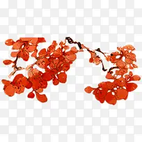 红色手绘树叶树枝插画-空若网 红色手绘树叶树枝插画-空若网