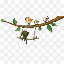 手绘树枝和鸟-空若网 手绘树枝和鸟-空若网