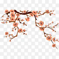 手绘粉色梅花树枝插图-空若网 手绘粉色梅花树枝插图-空若网