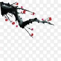 手绘水墨梅花树枝插图-空若网 手绘水墨梅花树枝插图-空若网