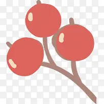 手绘红色果实树枝-空若网 手绘红色果实树枝-空若网