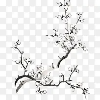 手绘黑色花朵树枝装饰-空若网 手绘黑色花朵树枝装饰-空若网