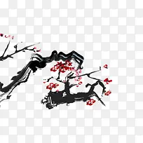 手绘黑色树枝花朵-空若网 手绘黑色树枝花朵-空若网