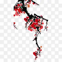 手绘红色梅花树枝-空若网 手绘红色梅花树枝-空若网