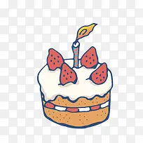 手绘草莓生日蛋糕免抠素材-空若网 手绘草莓生日蛋糕免抠素材-空若网