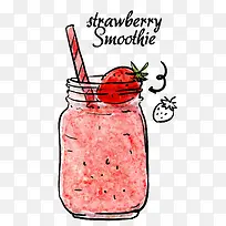 手绘水彩草莓饮料-空若网 手绘水彩草莓饮料-空若网