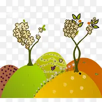 卡通手绘小树草地-空若网 卡通手绘小树草地-空若网