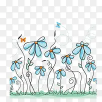 可爱卡通手绘花朵和草地-空若网 可爱卡通手绘花朵和草地-空若网